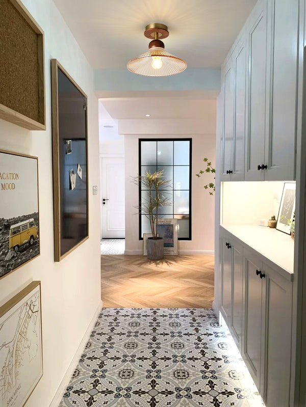 Amerikanische Retro-Deckenlampe aus Glas für den Flur