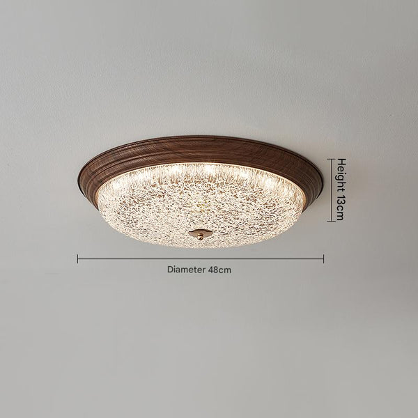 Plafonnier de chambre rond de couleur noyer rétro