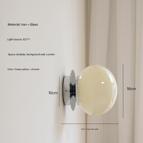 Retro cream style glass ball bedside corridor wall lamp