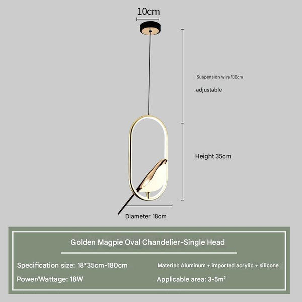 Modern simple creative bird bedroom bedside chandelier