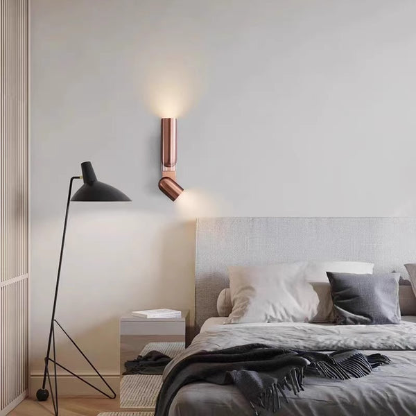 Nordic minimalist double head rotatable bedroom bedside wall lamp