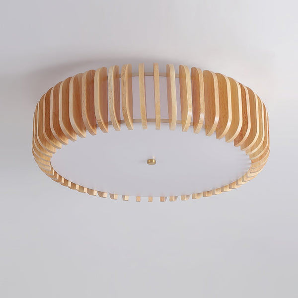 Japanese style solid wood round ceiling lamp