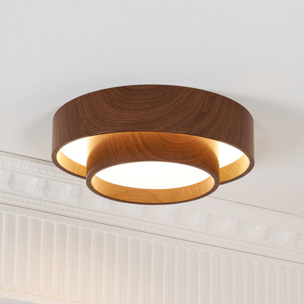 Japanese walnut color double-layer ceiling lamp
