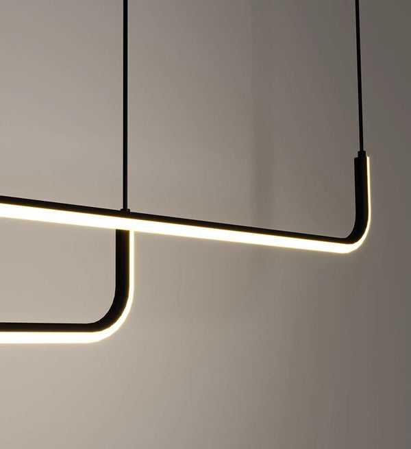 Suspension de salle à manger moderne à LED géométrique à longue bande