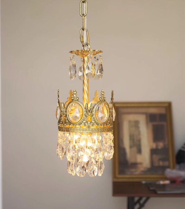 Vintage brass crystal chandelier