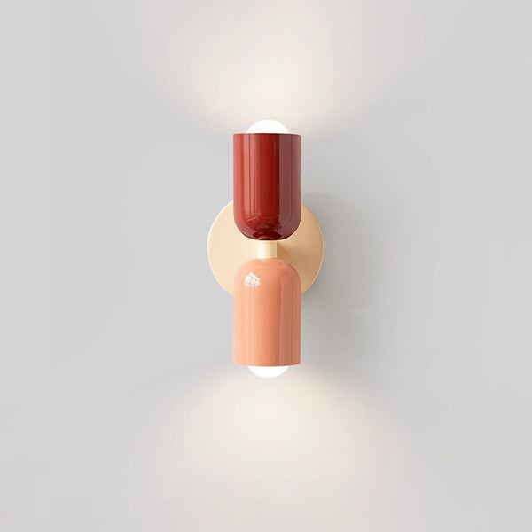 Cream style double head bedroom bedside wall lamp