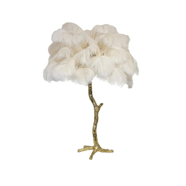 All copper ostrich feather table lamp