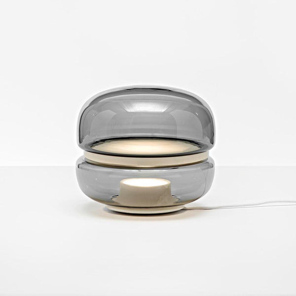 Round glass cloud stone bedside table lamp