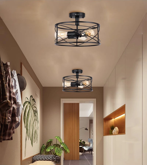 American retro bedroom corridor iron ceiling lamp