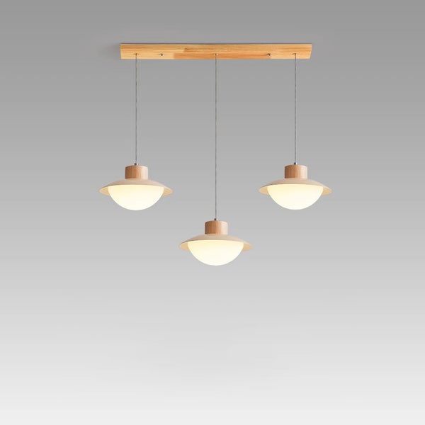 Lustre de salle à manger original en bois de style crème