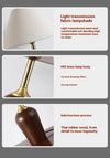 Lampe de table d'étude de chambre à coucher rétro en bois massif entièrement en cuivre