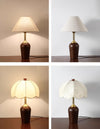 Lampe de table d'étude de chambre à coucher rétro en bois massif entièrement en cuivre