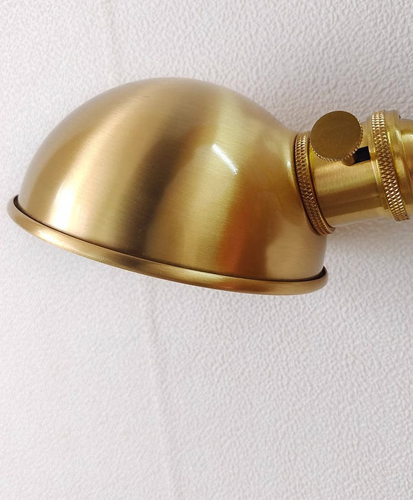 Industrial style vintage brass walnut long arm telescopic with switch bedroom bedside wall lamp