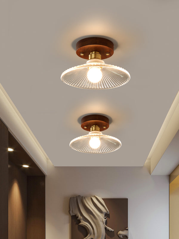 Deckenlampe aus Walnussglas im mittelalterlichen Stil