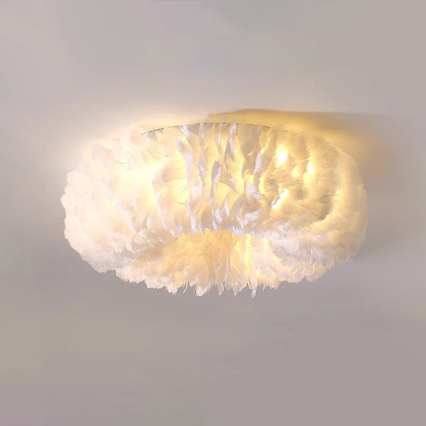 Cream style feather bedroom ceiling lamp