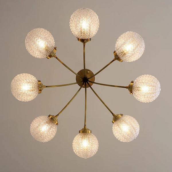 American all-copper glass bedroom chandelier