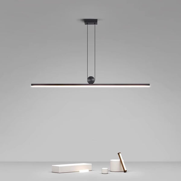 Black One word long strip restaurant chandelier