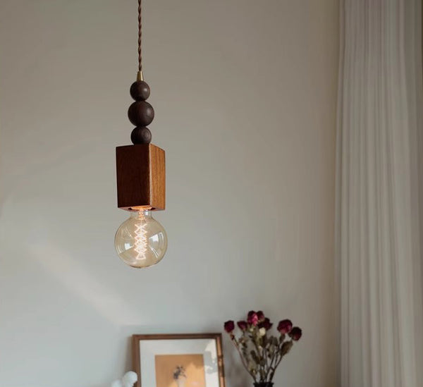 Vintage Walnut Bedroom Bedside Chandelier