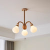 Japanese style solid wood glass bedroom chandelier