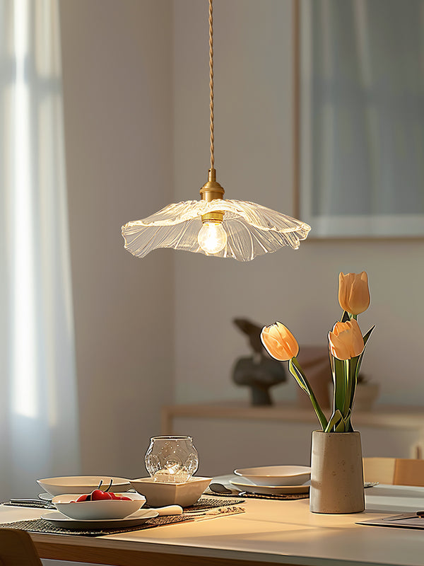 Lustre créatif en verre en forme de feuille de lotus