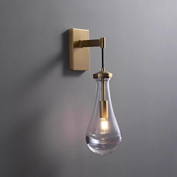 All-copper creative water drop bedroom bedside wall lamp