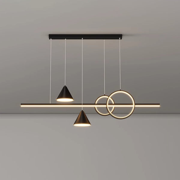 Lustre de restaurant à longue bande géométrique créative minimaliste