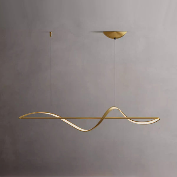Lustre de restaurant créatif à longue bande, entièrement en cuivre