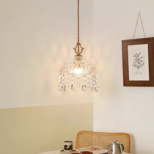 Copper Vintage Crystal Glass Chandelier