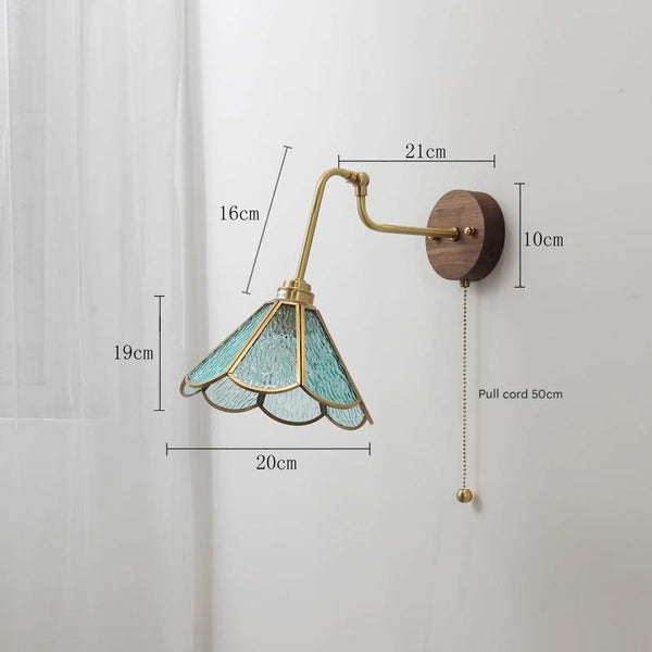 Medieval style glass bedroom bedside wall lamp