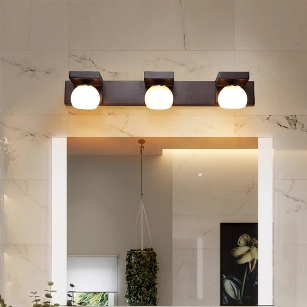 Solid wood bathroom wall light