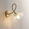Retro full copper glass bedroom bedside wall lamp
