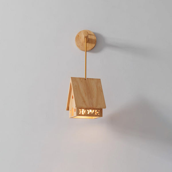 Nordic Japanese style solid wood bedroom bedside cabin wall lamp