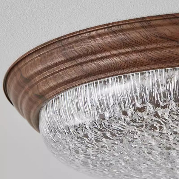 Plafonnier de chambre rond de couleur noyer rétro