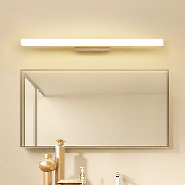 Applique murale LED en bois massif avec miroir