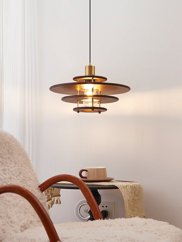 Medieval style vintage chandelier solid wood flying saucer