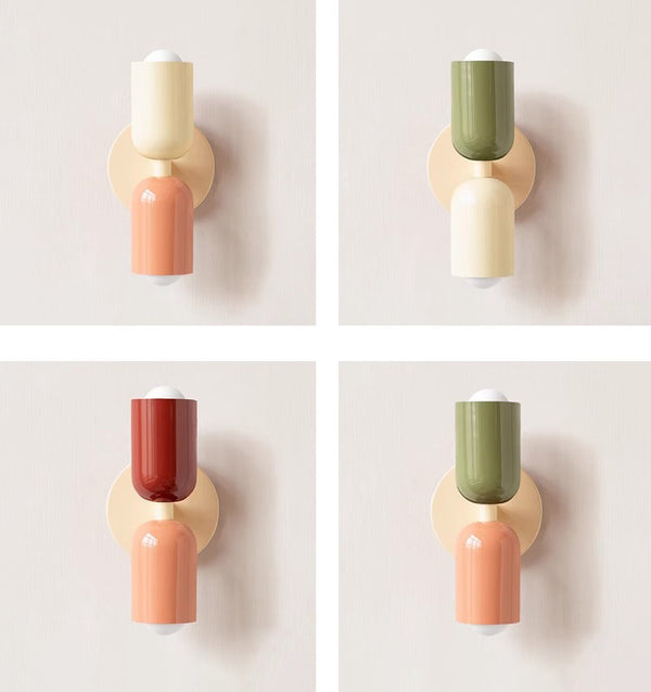 Cream style double head bedroom bedside wall lamp