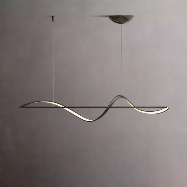 Lustre de restaurant créatif à longue bande, entièrement en cuivre