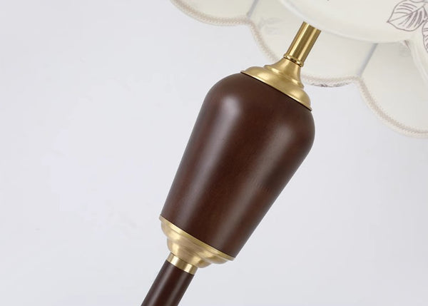 Lampe de table d'étude de chambre à coucher rétro en bois massif entièrement en cuivre