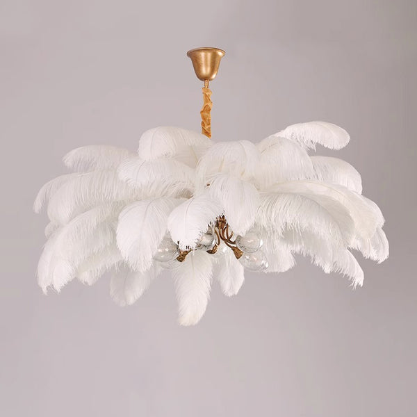 Creative personality all-copper ostrich feather chandelier