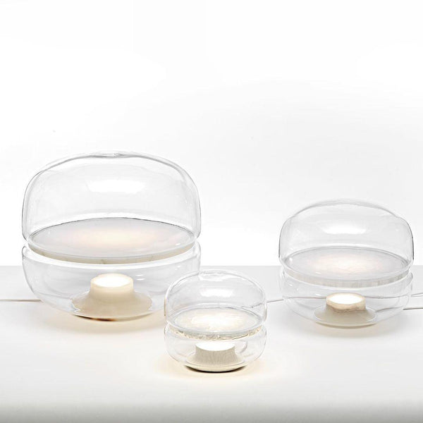 Round glass cloud stone bedside table lamp