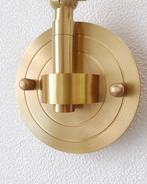 Industrial style vintage brass walnut long arm telescopic with switch bedroom bedside wall lamp