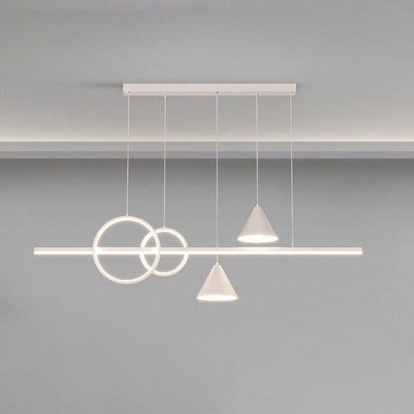Lustre de restaurant à longue bande géométrique créative minimaliste