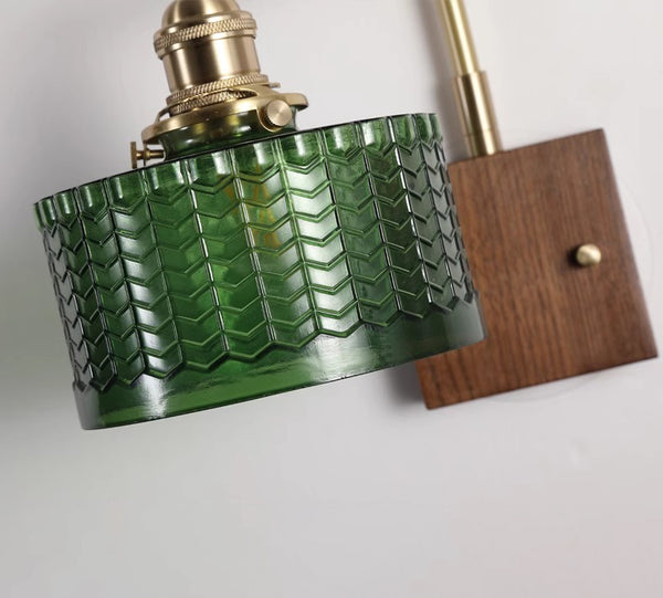 Japanese style retro glass bedroom bedside wall lamp