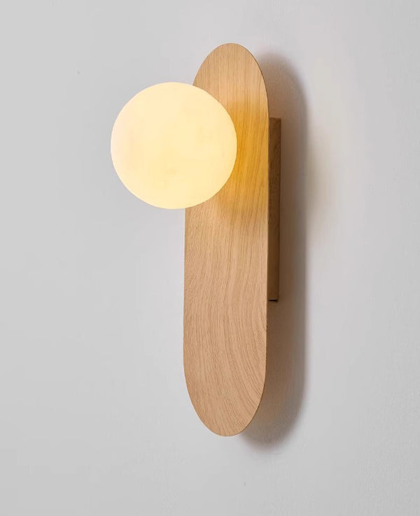 Vintage walnut grain bedside wall lamp