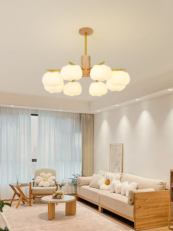 Rubber Wood Pumpkin Chandelier
