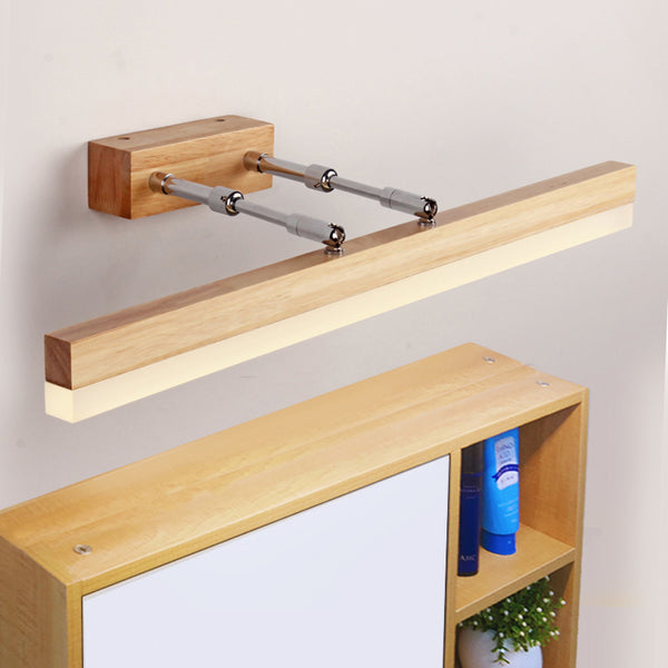 Applique murale LED en bois massif avec miroir