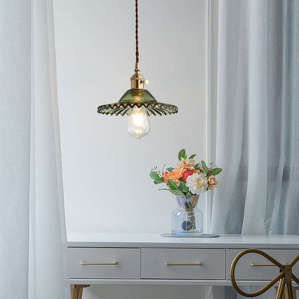 Lustre en verre vert frais