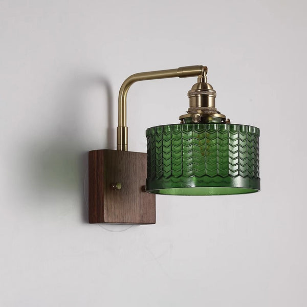 Japanese style retro glass bedroom bedside wall lamp