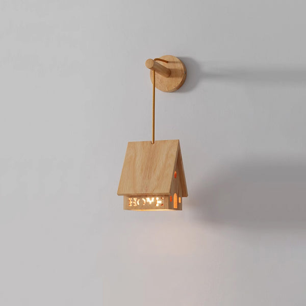 Nordic Japanese style solid wood bedroom bedside cabin wall lamp