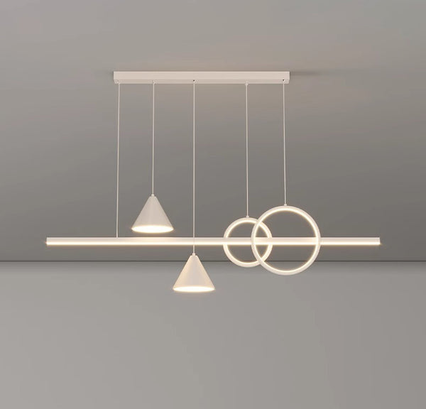 Lustre de restaurant à longue bande géométrique créative minimaliste